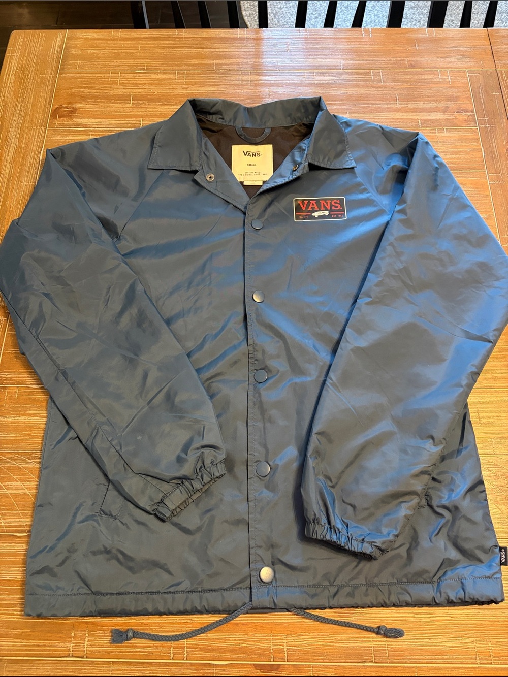 Vans Coach Dark Blue Windbreaker Jacket with Red Logo Patch